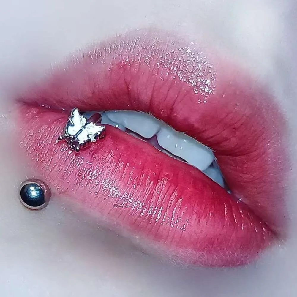 Милое кольцо из титановой стали с милой бабочкой и бабочкой для пикантных девушек, ногтей для губ, Instagram, милое и крутое, стильное ювелирное изделие с принтом чистого желания