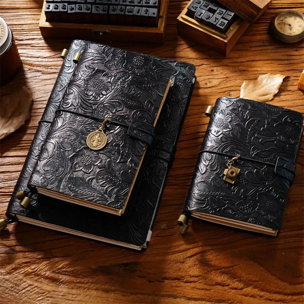 Leather Journal / Blank Book With Lock And Key Brown Antiqued