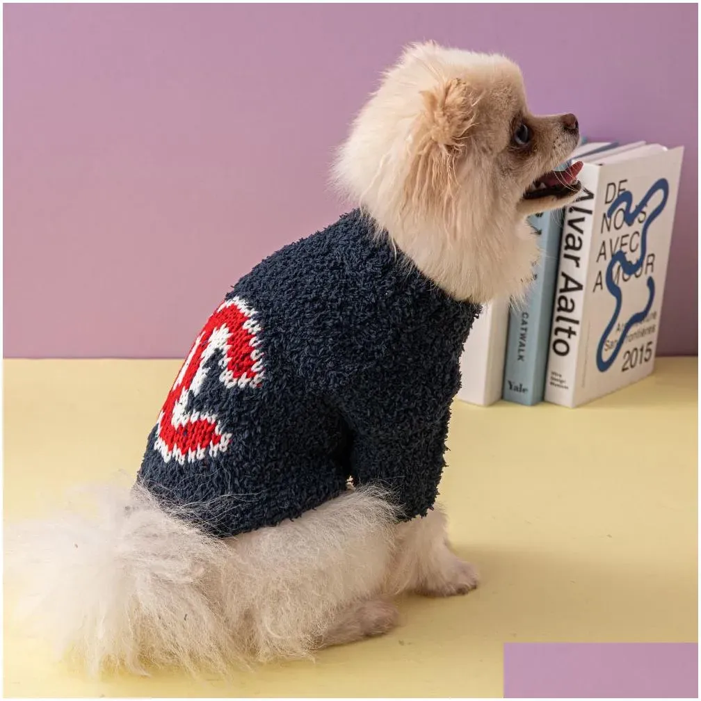 ドッグアパレルクラシックブランドデザイナー服冬の温かいペットセータータートルネックニットコート太い猫子犬服ドロップデリバリー