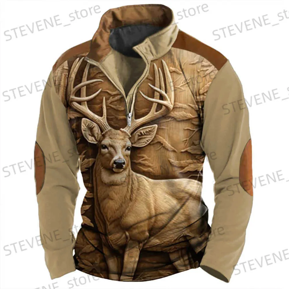 Herren-Kapuzenpullover, Sweatshirts, Retro-Herren-3D-Kapuzenpullover, Elch, Hirsch, Festival, Reißverschluss-Hoodie für Herren, modisch, übergroß, Herbst-Herrenpullover, Kapuzenpullover, Herrenbekleidung, Oberteile T231220