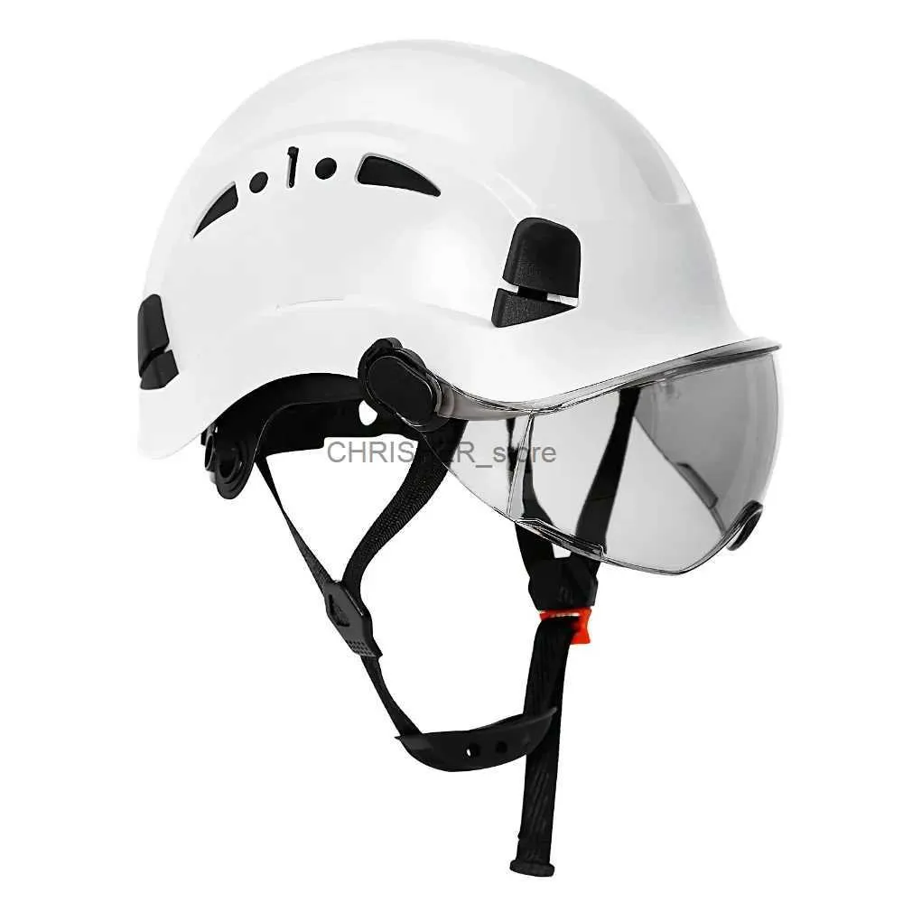 Klättringshjälmar Konstruktionssäkerhetshjälm med skyddsglasögon Visir av hög kvalitet ABS Hard Hat Light ANSI Industrial Work Head Protection CR08