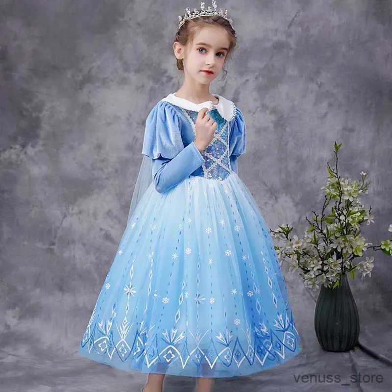 Vestidos de menina Vestido de princesa elegante para meninas Festa de aniversário de lantejoulas Velvet Dress Fluffy Dress's Dress Idades 3-10