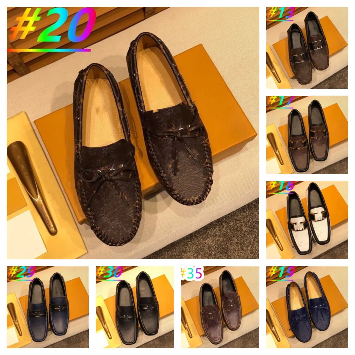 40odell designer loafers män handgjorda läderskor lyxiga casual körlägenheter slip-on skor mockasins båtklänning skor svart/vit/blå plus storlek 38-46