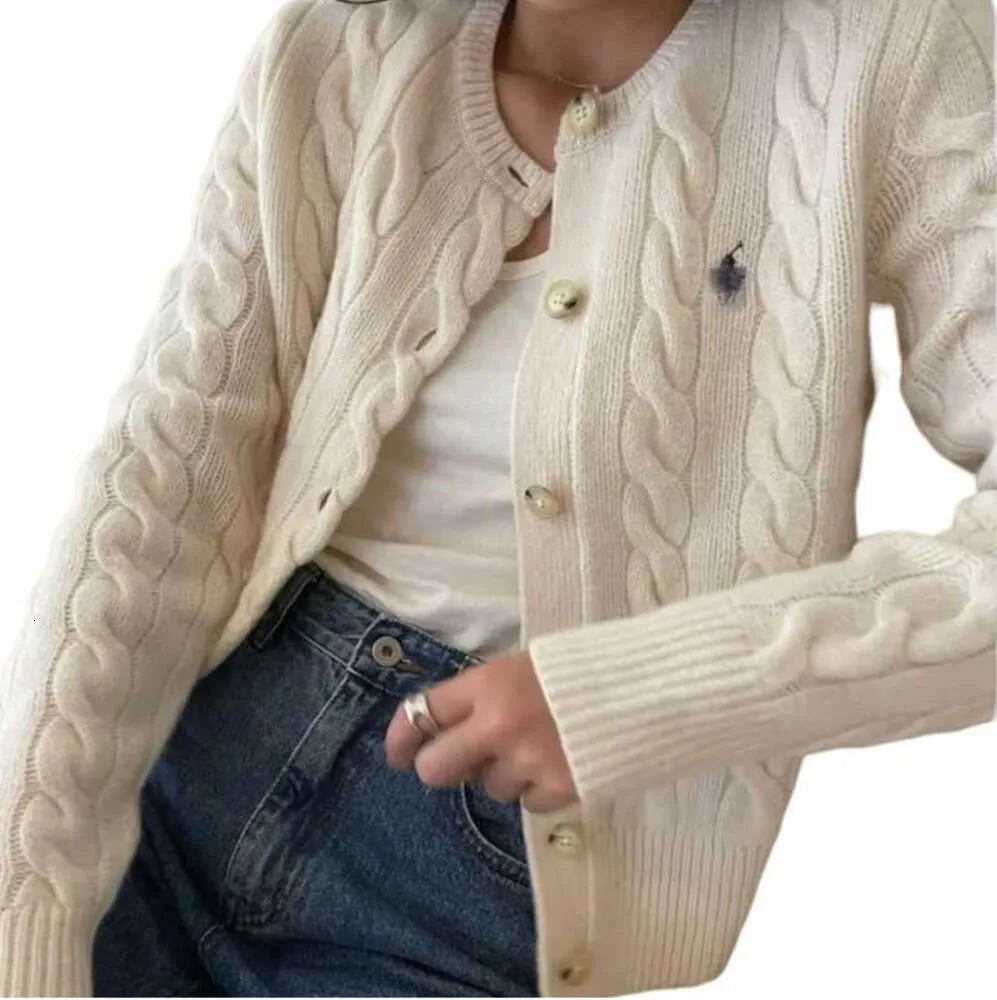 Designers S Ceiling Swellable Wool Fried Dough Twists Cardigan Women's Twisted Long Sleeve Round Neck Sweater College Casual6998