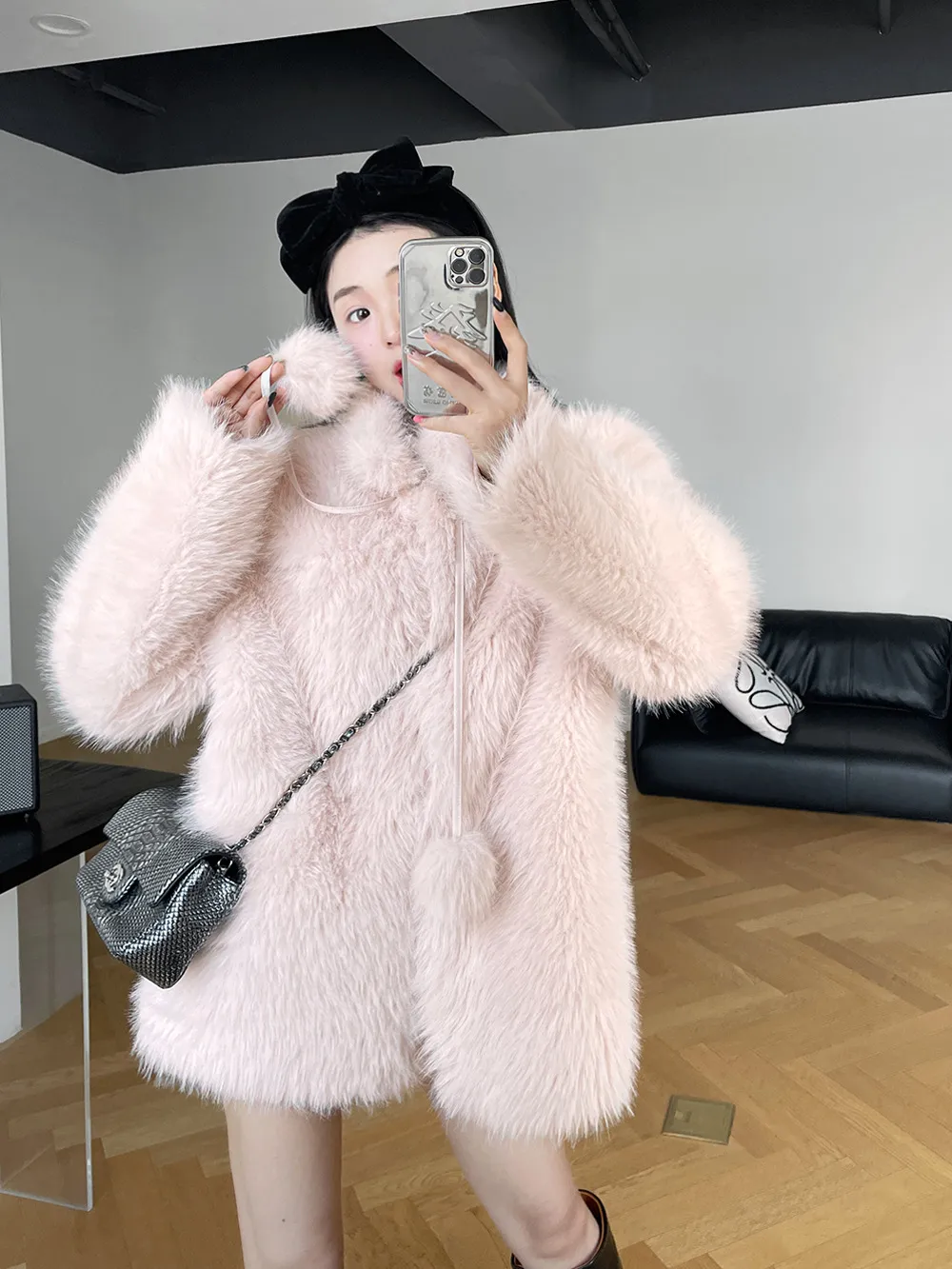 Mao Qiu Environmental Protection Fur Women's Winter Casual Fashion Warm Fur Coat