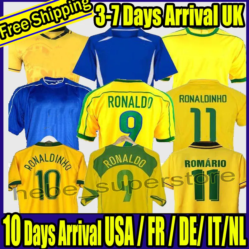 1998 maillots de football du Brésil 2002 chemises rétro Carlos Romario Ronaldo Ronaldinho 2004 camisa de futebol 1994 Brésil 2006 1982 RIVALDO ADRIANO