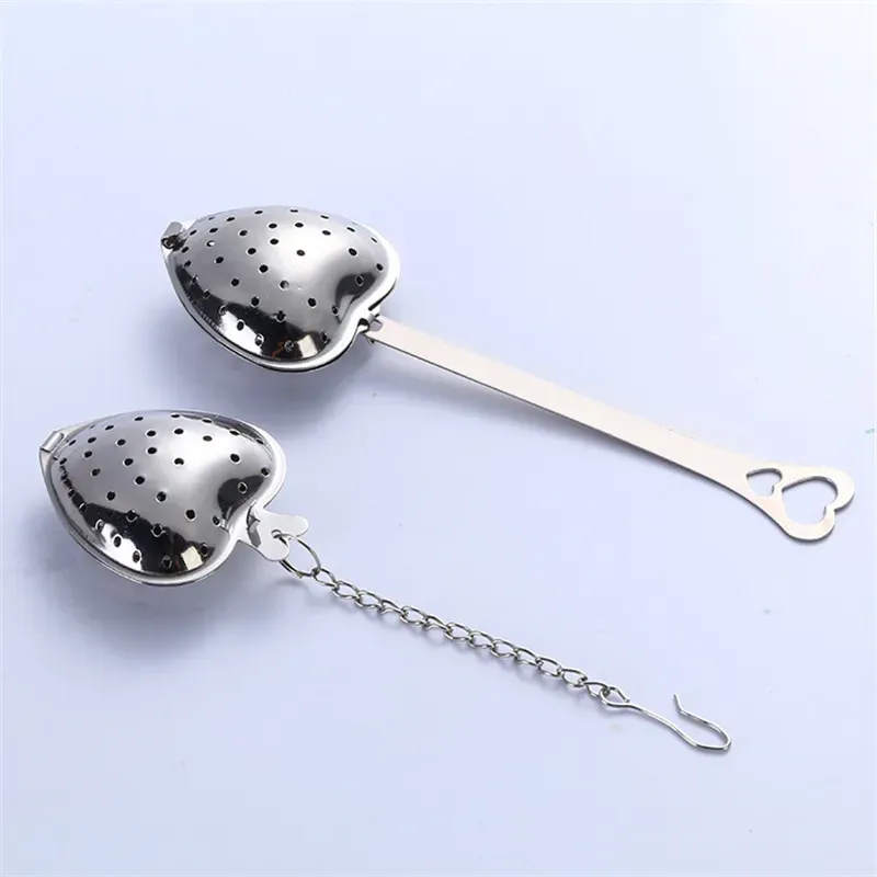 Heart Shaped Tea Infuser Stainless Steel Loose Herb Strainer with Long Handle/Chain Coffee & Tea Tools