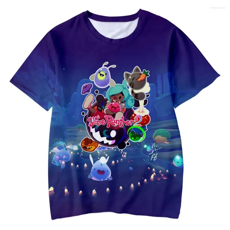 Herr t skjortor slime rancher t-shirts tecknad spel 3d tryck män kvinnor avslappnad mode överdimensionerad kort ärm skjorta barn tees toppar kläder