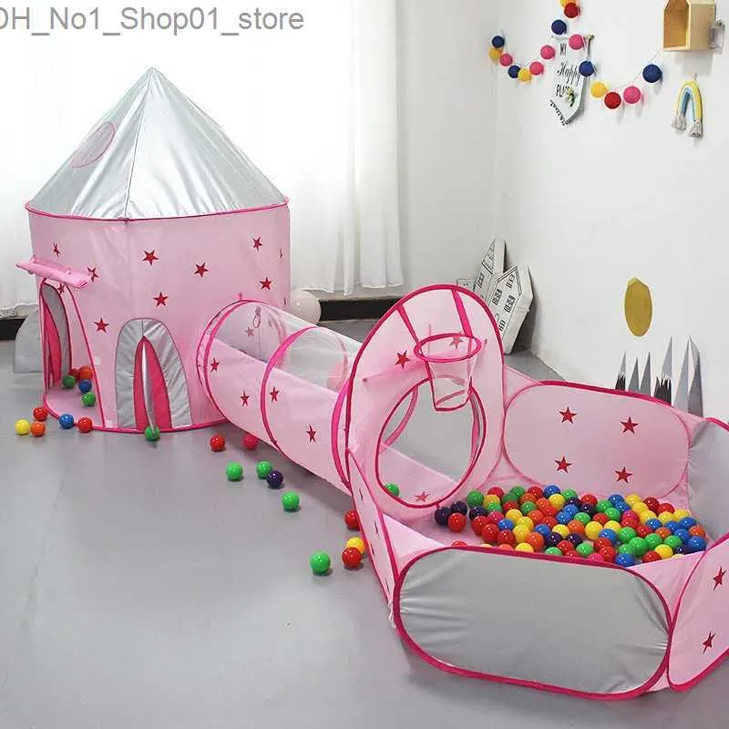 Toy Tents 3 In 1 Spaceship Children Tent Portable Kids Tent Play House Toys Tunnel Crawling Castle Portable Ocean Ball Pool Pit Baby 2In1 Q231220