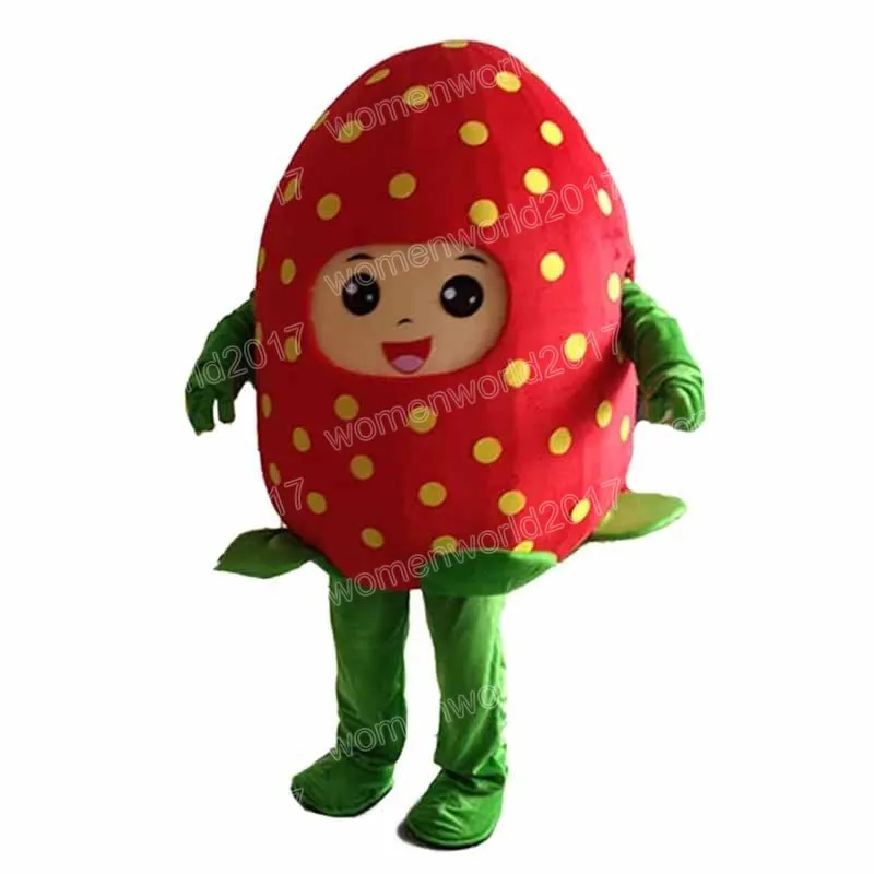 Halloween Strawberry Mascot Costume Cartoon Character Outfits Suit Vuxna Storlek Outfit Holiday Celebration Birthday Christmas Carnival Fancy Dress