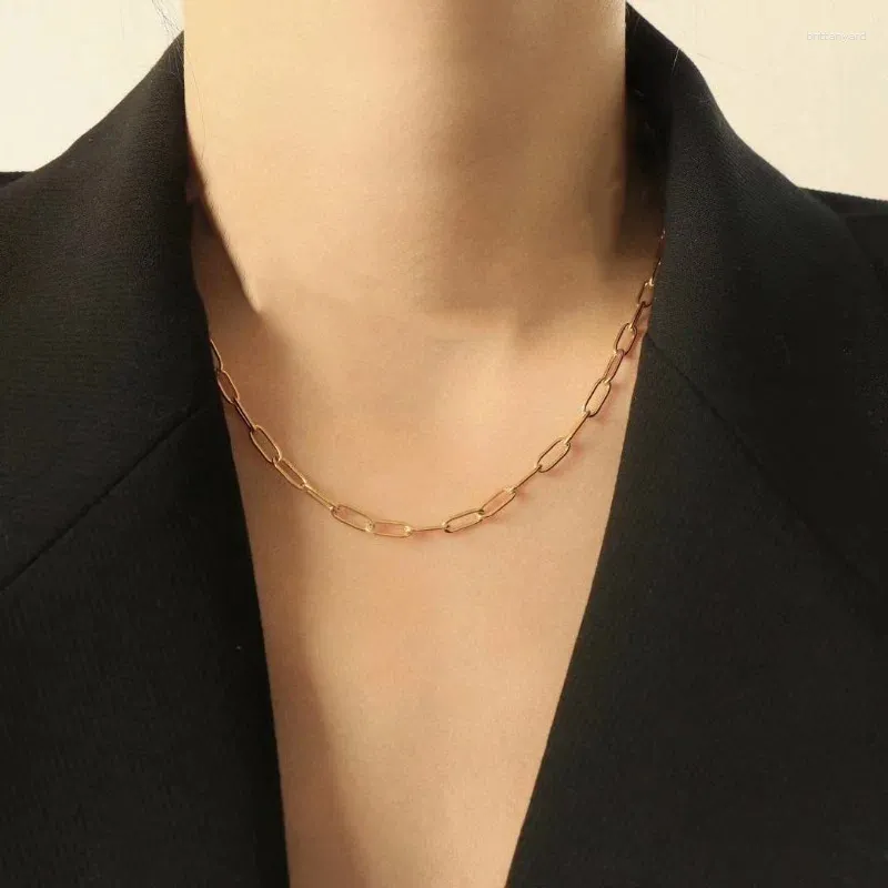 Pendant Necklaces 2023 Fashion Paperclip Link Chain Women Necklace Stainless Steel Gold Color For Jewelry Accessorie
