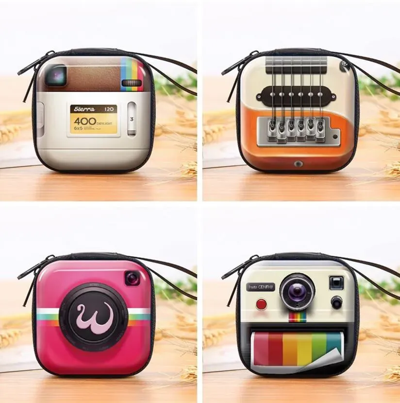 Coin Purse Small Portable Retro Tinplate Zipper Wallet Key Case Change Bags Children Camera Radio Piano Pouch Kids Christmas Gift ZZ