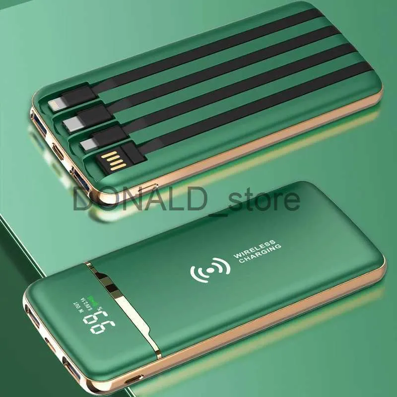 Power Power Banks 20000mAh بنك الطاقة اللاسلكي المبني في الكابل المحمول الشاحن السريع لشاحن PowerBank لـ iPhone 14 13 Samsung S22 Huawei Xiaomi Poverbank J231220