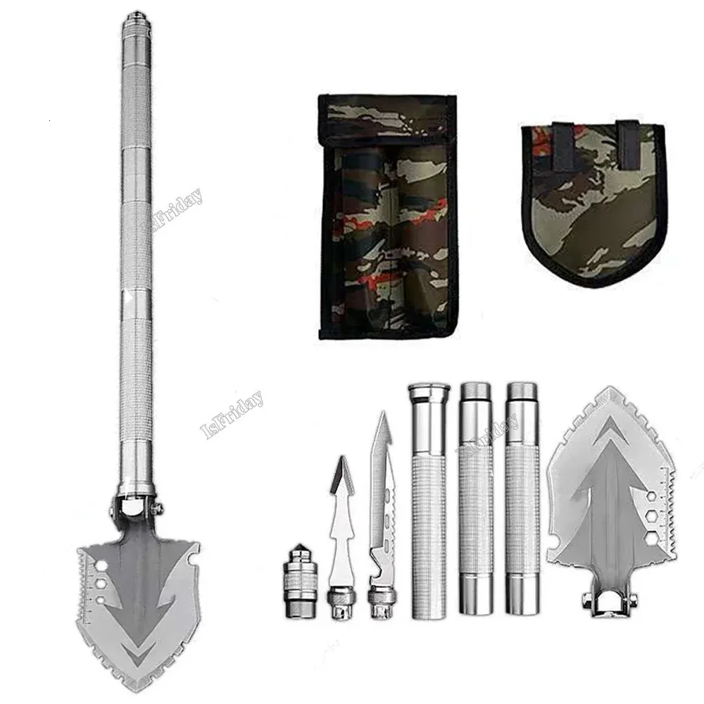 Spade Shovel Çok Fonksiyonlu Katlanır Askeri 63cm Açık Hava Survival Kit Bahçe Araçları Kamp Kampı Multifunct 231219