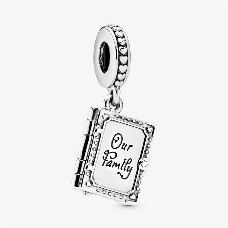 100% 925 Sterling Silver Family Book Dangle Charms Fit Original European Charm Armband Women Wedding Jewelry Accessories271a