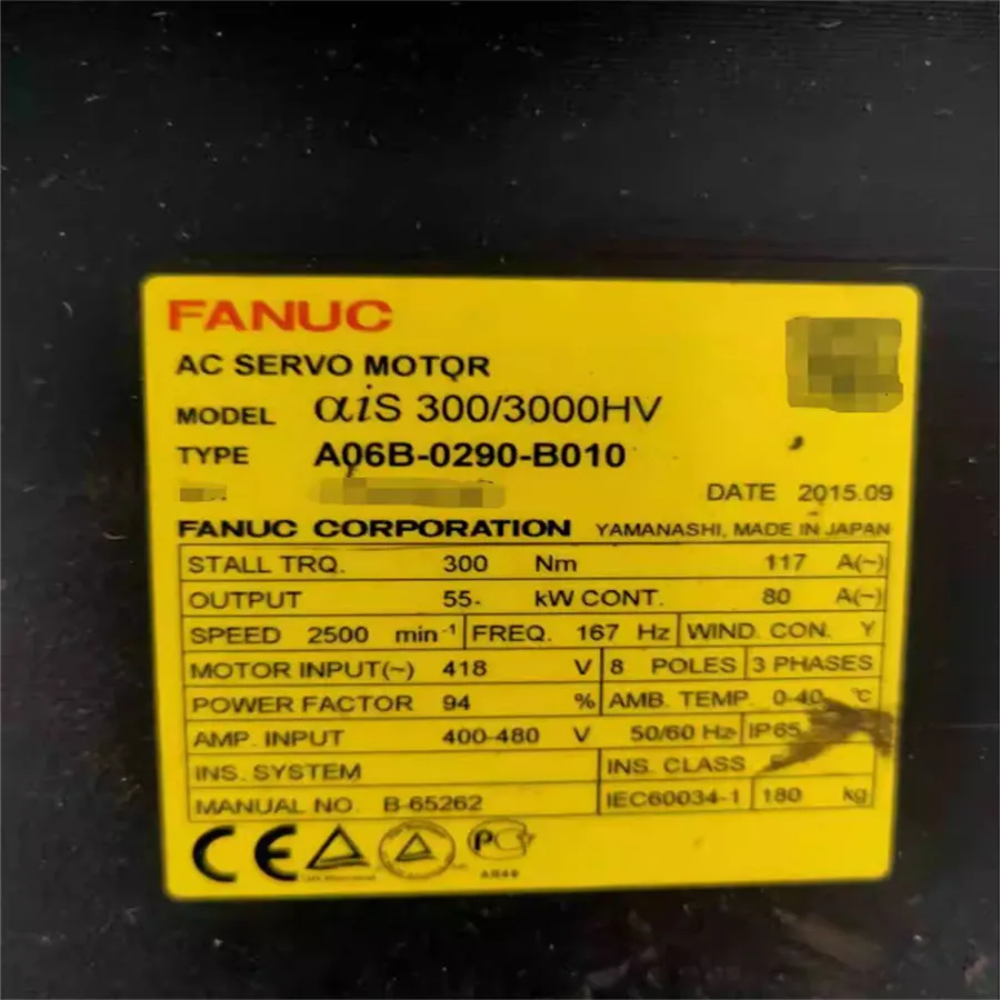 FANUC A06B-0290-B010 AIS 300/3000HV 55KW SERVO MOTOR DHL/FedEx