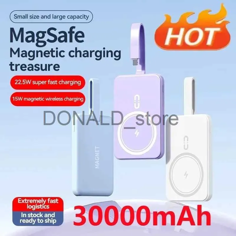 Banki zasilania telefonu komórkowego 30000 mAh Bank Magnetyczne Absorpcja Super Szybkie ładowanie przenośne zasilanie dla Huawei iPhone Xiaomi Zewnętrzna ładowarka akumulatorowa J231220