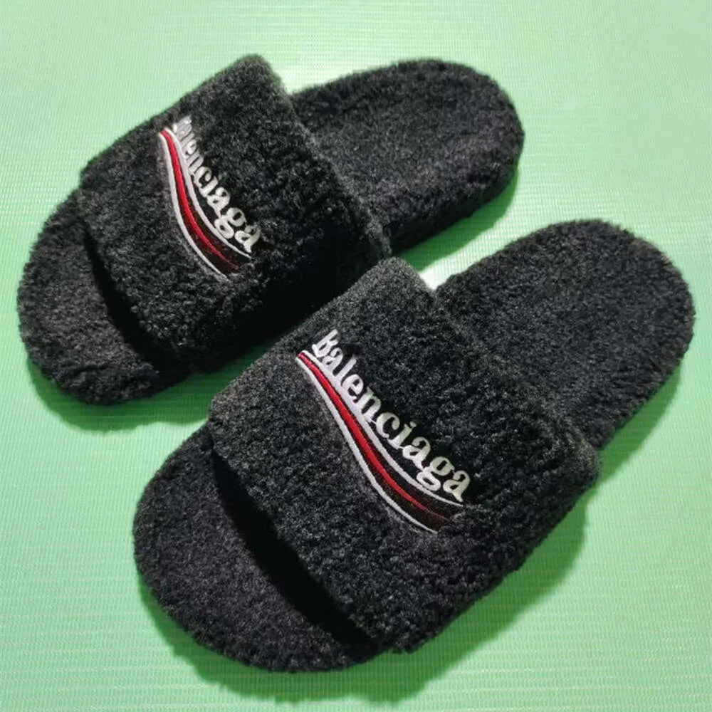 Buty designerskie Paris Slipper Furry platforma sandałowe pluszowe kapcie hafty b słowo para pluszowe kapcie furry zjeżdżalnia zamszowe kapcie Bucal