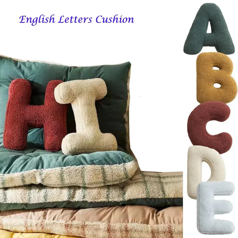 Ins English Letters Pillow Nordic Sofa Cushion Bed Throw Pillows Po Props Kids Toy Teaching Words Game Living Room Decoration 231220