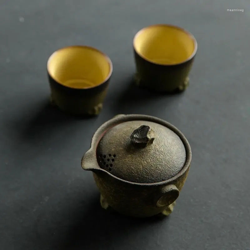 Наборы чайной посуды Керамический океанский риф Gongfu Tea Gaiwan с крышкой фильтра Набор из двух чайных чашек 3 шт.