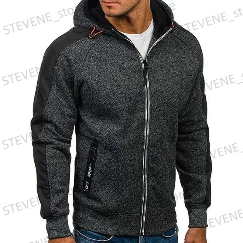 Herren Hoodies Sweatshirts Neue Herren Hoodies Patchwork Reißverschluss Kapuzentaschen Herbst Winter Warme Mode Lässige Sweatshirt Streetwear Männliche Strickjacke 3XL T231220