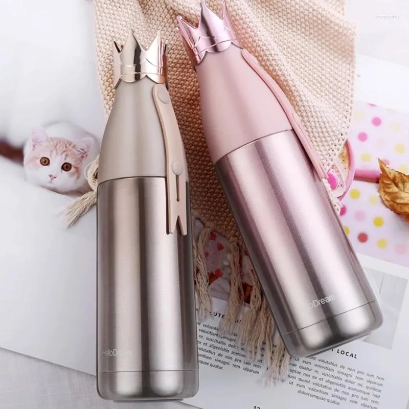 Water Bottles 1PCS Drinking Bottle Insulated Cup Crown 304 Stainless Steel Vacuum Goddess