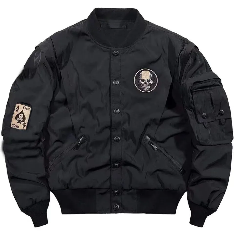 Jackets masculinos Techwear Varsity Bomber Bomber Jackets for Men Skulls Punk God of Death Borderyer Baseball Jacketwea