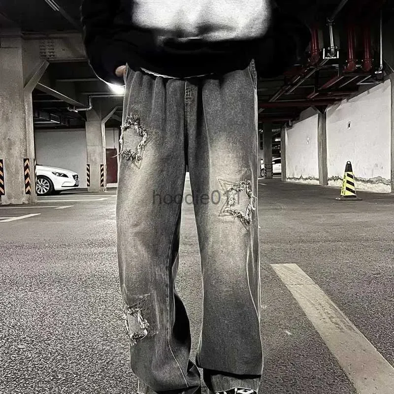 Мужские джинсы Джинсы мужские осенние американские ретро свободные прямые брюки с широкими штанинами L231220