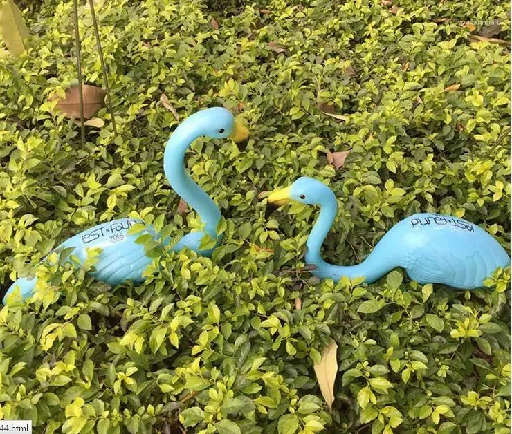 Gartendekorationen, 2 Stück, blaue Farbe, hoch, 74 cm, Simulation von Kunststoff-Flamingo-Vögeln, Gartentiere, Outdoor-Zubehör