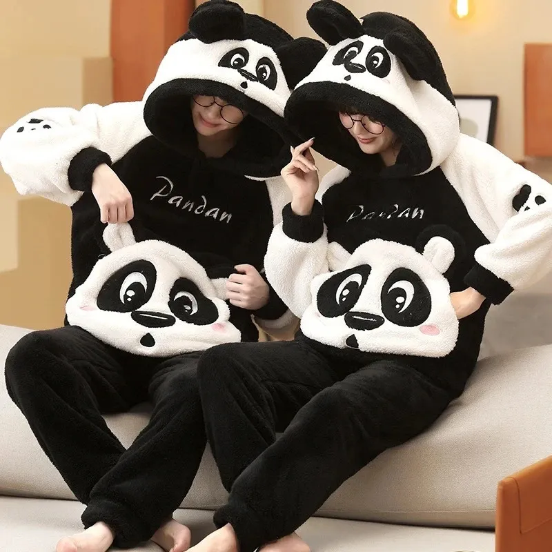 Dames Nachtkleding Winter Paar Pyjama Set Dames Heren Pluche Zacht Dikker Pyjama Nachtkleding Koreaanse Losse Homewear Cartoon Panda Pyjama Pak 231219