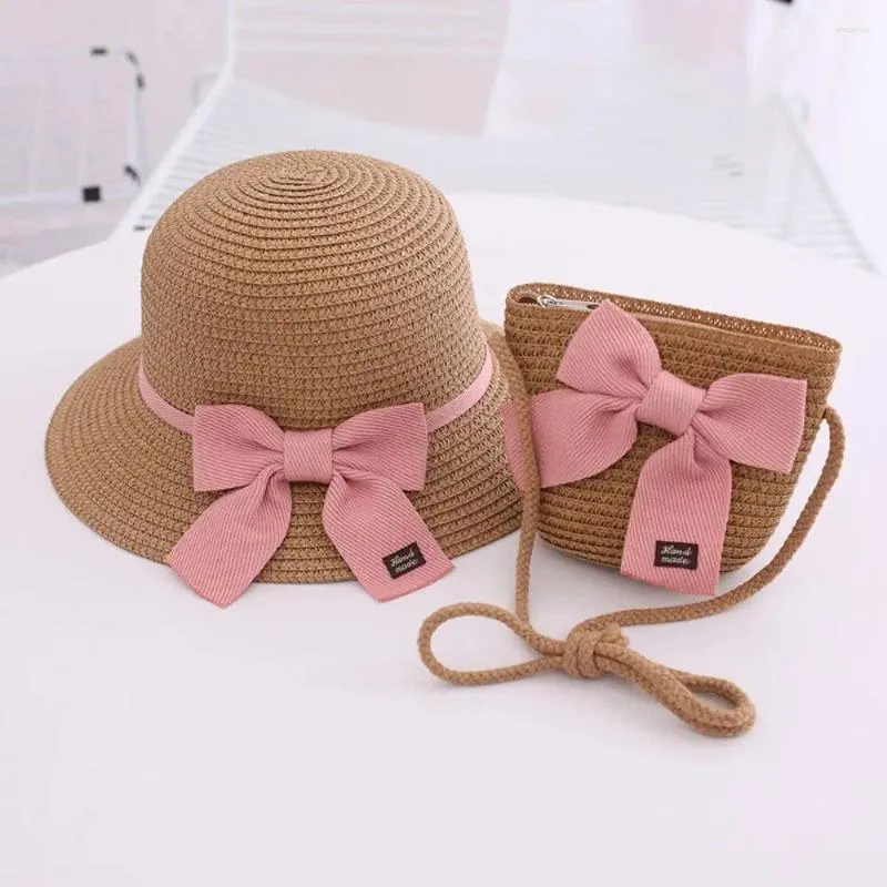 Hårtillbehör Sommarsolskydd Rese Fisherman Hat Straw Bag Cap Set Beach Hats Kids