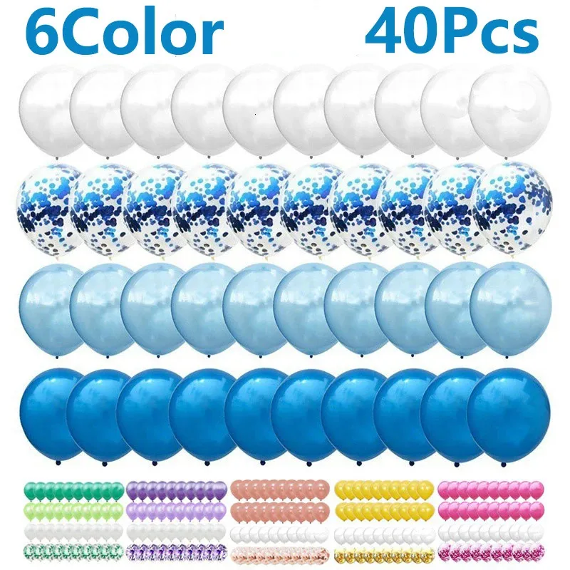 40 шт. набор 12 дюймов микс синий розовое золото конфетти латексный шар для дня рождения детский душ свадебные шары украшения для вечеринок 231220