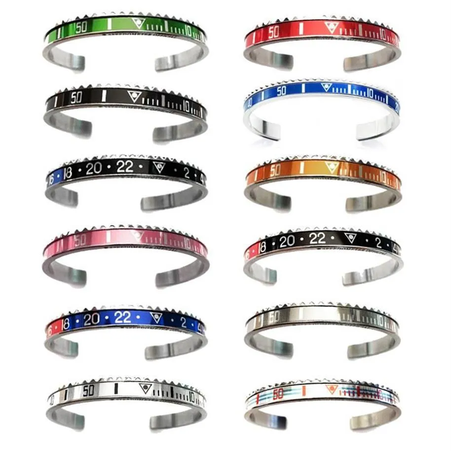 Armbanden blandad stil rostfritt stål manchette öppen initial manschett armband hastighetsmätare armband SP01271L