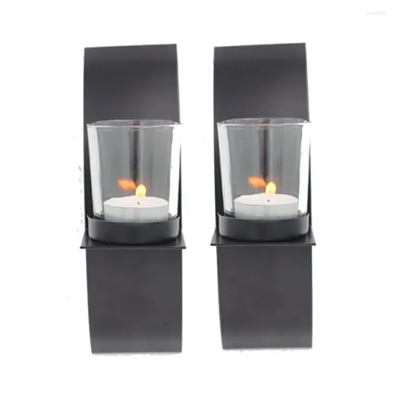 Candele 2pcs/set moderno in vetro sconde candelabrili artigianato soggiorno di compleanno decorazioni per matrimoni arte