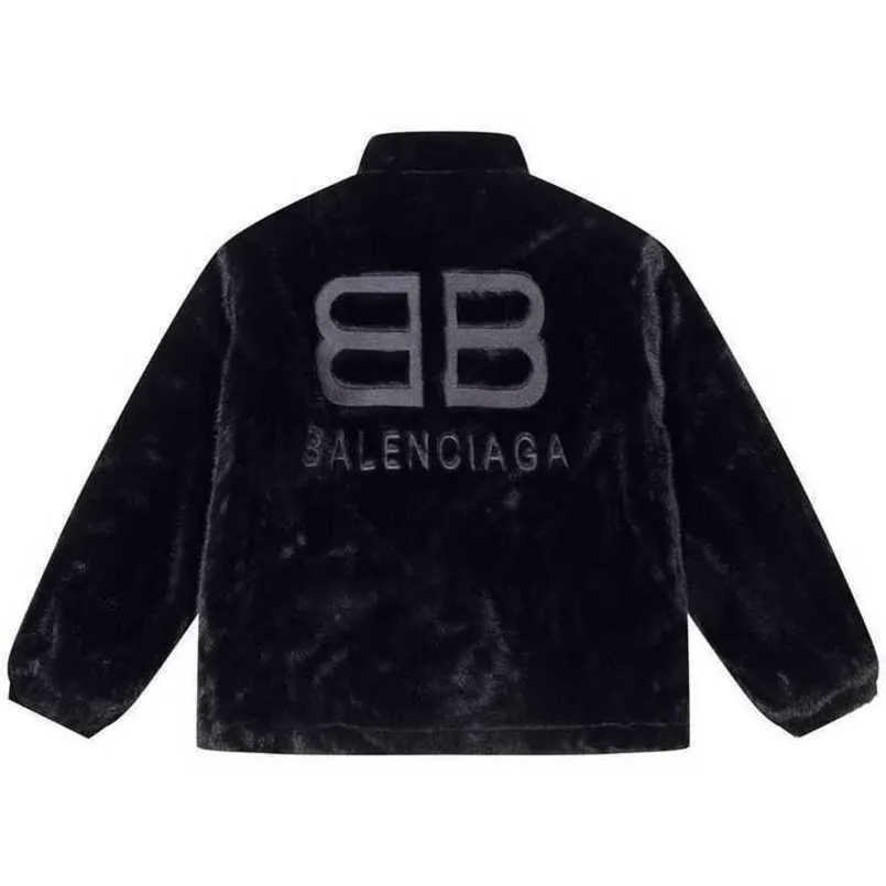 メンズジャケットBalenciigss Coat 2023 Autumnwinter New Trendy BrandファミリーBBパリ刺繍コットンクリップミッドレングスエコフレンドリーファールーズ