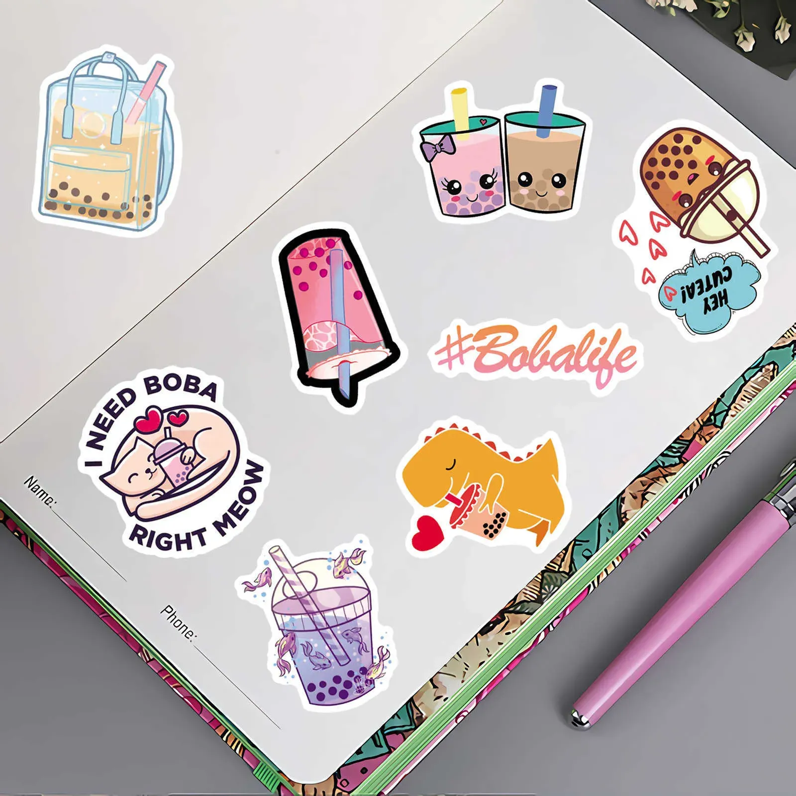 Cute Cartoon Pearl Milk Tea Stickers Pack for Girl Boba Bubble Teas Decal Sticker To DIY Luggage Laptop Guitar Car