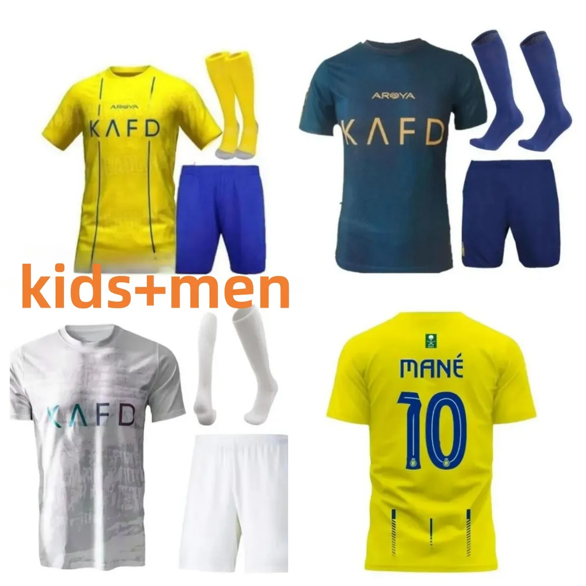 22 23 24 Maillots de football Al Nassr FC Ronaldo Accueil Maillot de football CR7 Gonzalo Martinez Talisca Ghislain Konan Vincent Aboubakar hommes et enfants Maillot de football Al-Nassr FC