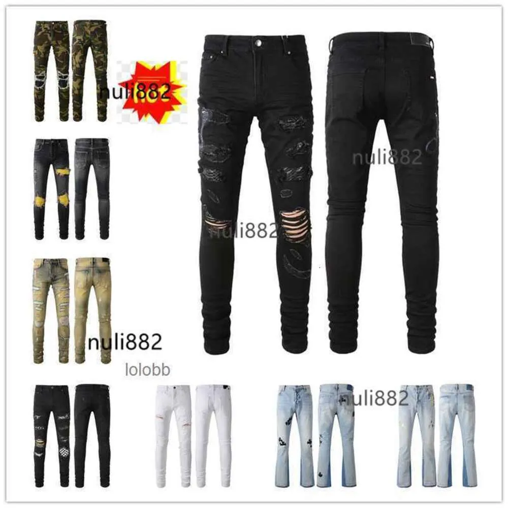 Pantalon 2023 Nouveautés amirly Vêtements Hommes De Luxe Designer Denim Violet Jeans Trous Pantalon Homme Jean COOLGUY Biker 9UZ3