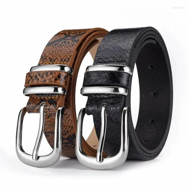 Belts Retro Pu Belt For Women Designer Snake Leopard Print Metal Buckle Waist Strap Female Jeans Dress Trouser Decorative Waistband