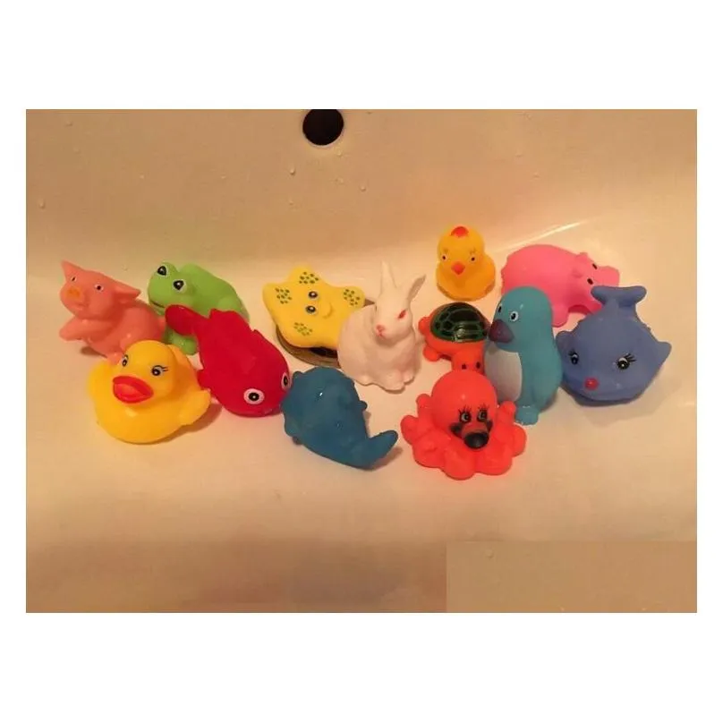 Baby Toy Mixed Animals Swimming Water Toys Colorf Soft Floating Rubber Duck Squeeze Sound Squeaky Bathing Toy For Baby Bath Drop Deliv Dhaxw