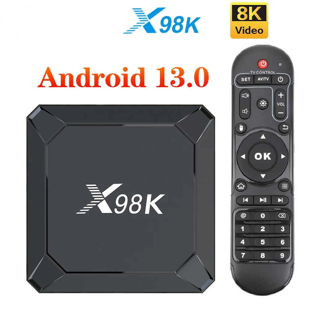 X98K TV BOX ANDROID 13 ROCKCHIP RK3528 QUAD CORE CORTEX A53サポート8Kビデオ4K 60FPS H.265 WIFI6セットトップボックスX98 2G16G 4G 32G