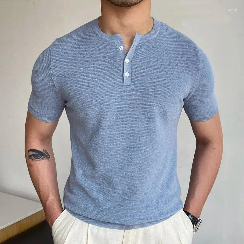 T-shirts pour hommes T-shirt en tricot à manches courtes et col rond pour hommes