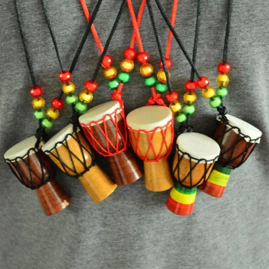 Pendant Necklaces 5pcs Mini Jambe Drummer Individuality Djembe Percussion Musical Instrument Necklace African Hand Drum Toy259K