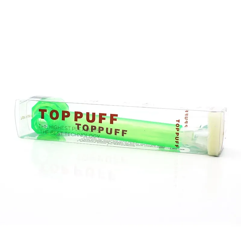 Wholesale Toppuff Top Pastic Pipes Colorful Smoking Hand Pipe Straight Tube Glass Pyrex Oil Burner Pipes Bubbler For Tobacco Smoking AC101