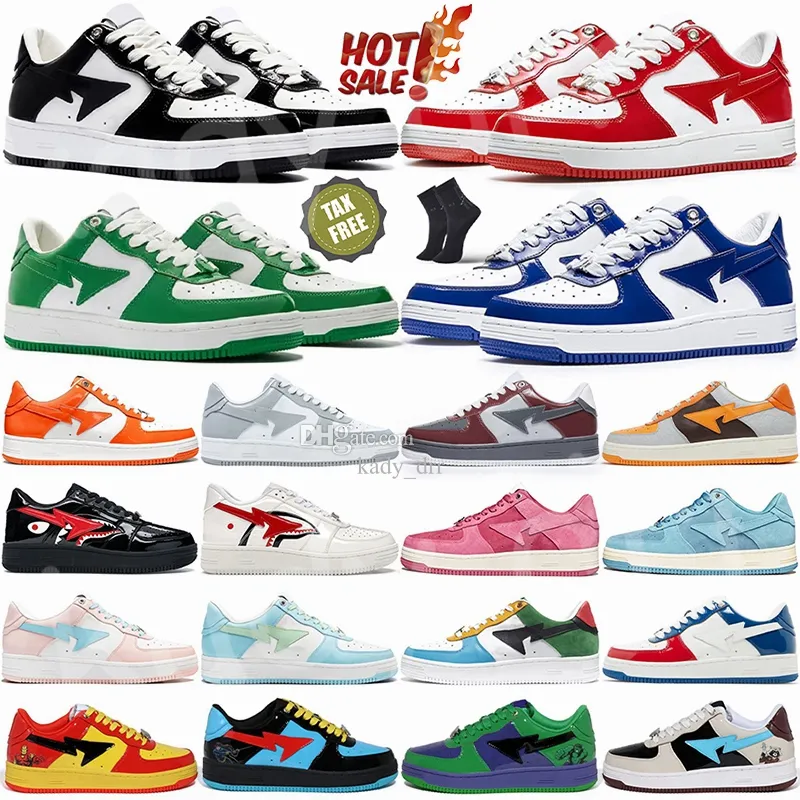 A Bathing Ape Bapesta Bape Sta Bapestas Bapes Designer Casual Shoes Low Women Men Black White Shark Patent Leather Blue Camo Combo Pink Suede Sport Sneaker Trainer