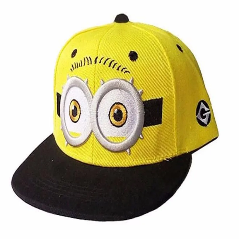 2016 야구 모자 어린이 Gorras Yellow Cartoon Minions Casquette Gods Gods 영화 캔버스 플랫 스냅 백 힙합 hat208b