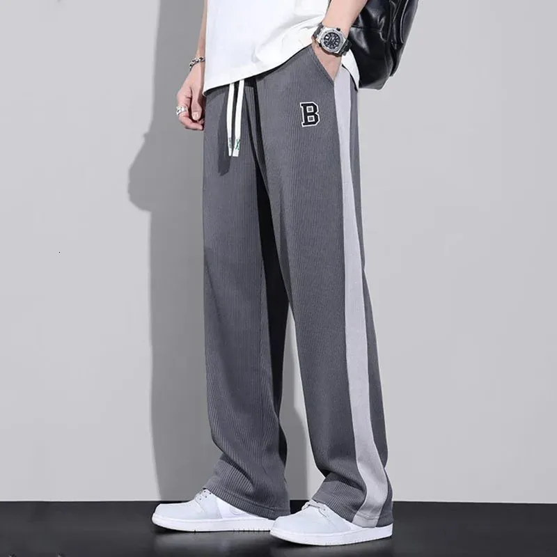 Harajuku mode hommes grand pantalon de sport été mince taille élastique sac à bandoulière vêtements de rue survêtement Large décontracté 231220