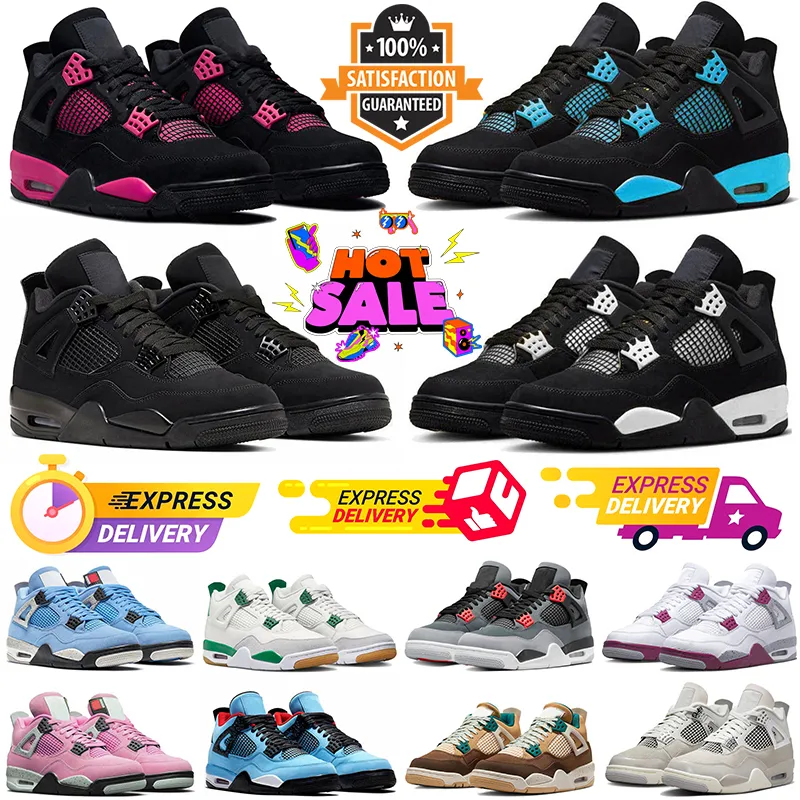 Pink Thunder 4 Basketballschuhe Herren Damen Jumpman 4s Black Cat Frozen Moments Kieferngrün Infrarot Military Black Thunder Olive Herren Trainer Outdoor Sneakers