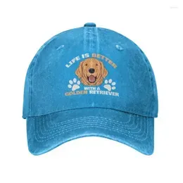 Ball Caps Cotton Life Is Better With A Golden Retriever Funny Gift Baseball Cap For Women Men Adjustable Animal Dog Dad Hat Performance