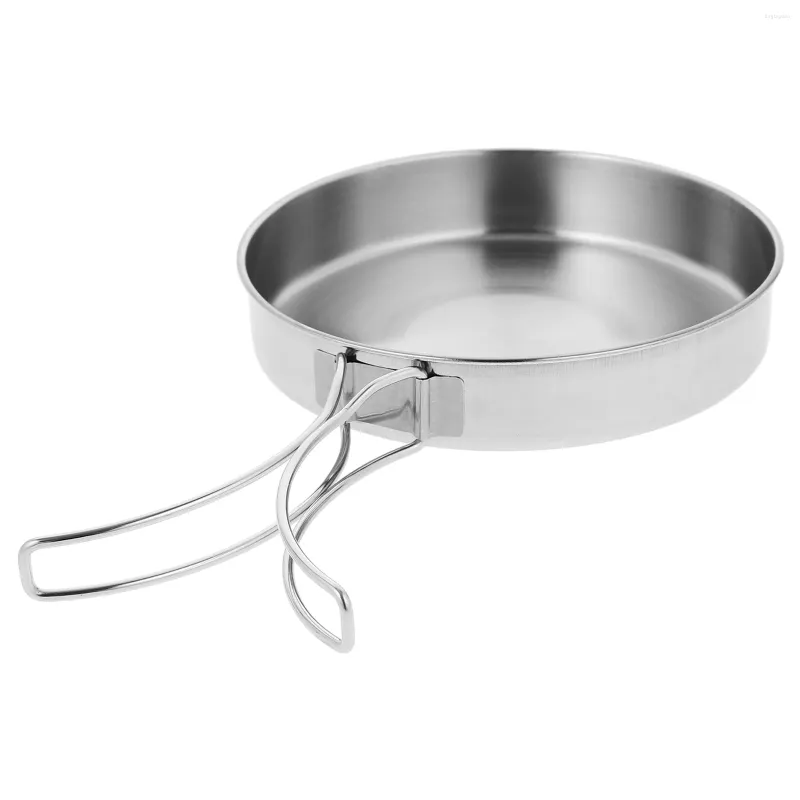 Pans Non-stick Frying Pan Stainless Steel Outdoor Camping Pot Foldable